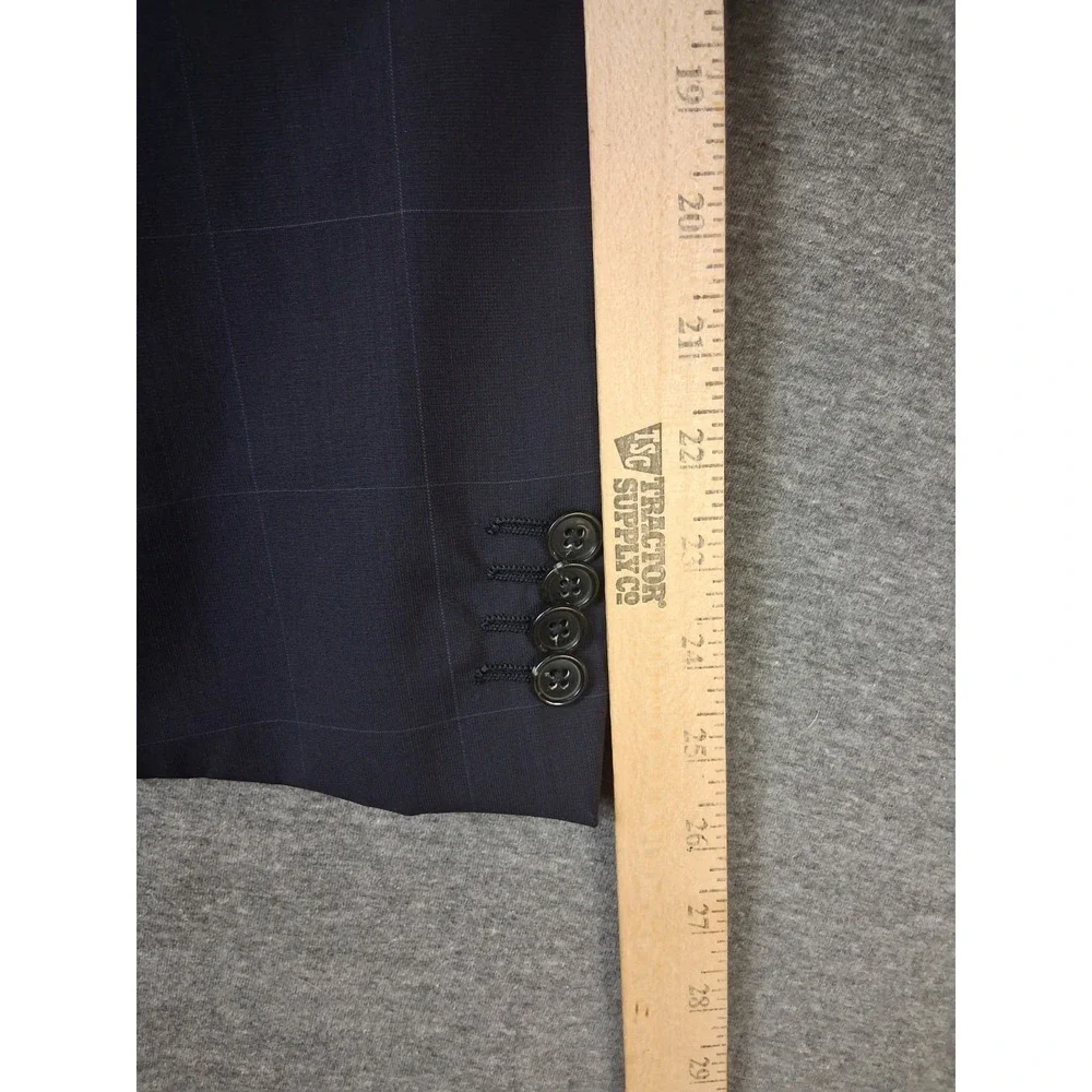 Ermengeldo Zegna Mens Jacket 44R Blue Pinstripe Plaid Wool Sportcoat Blazer